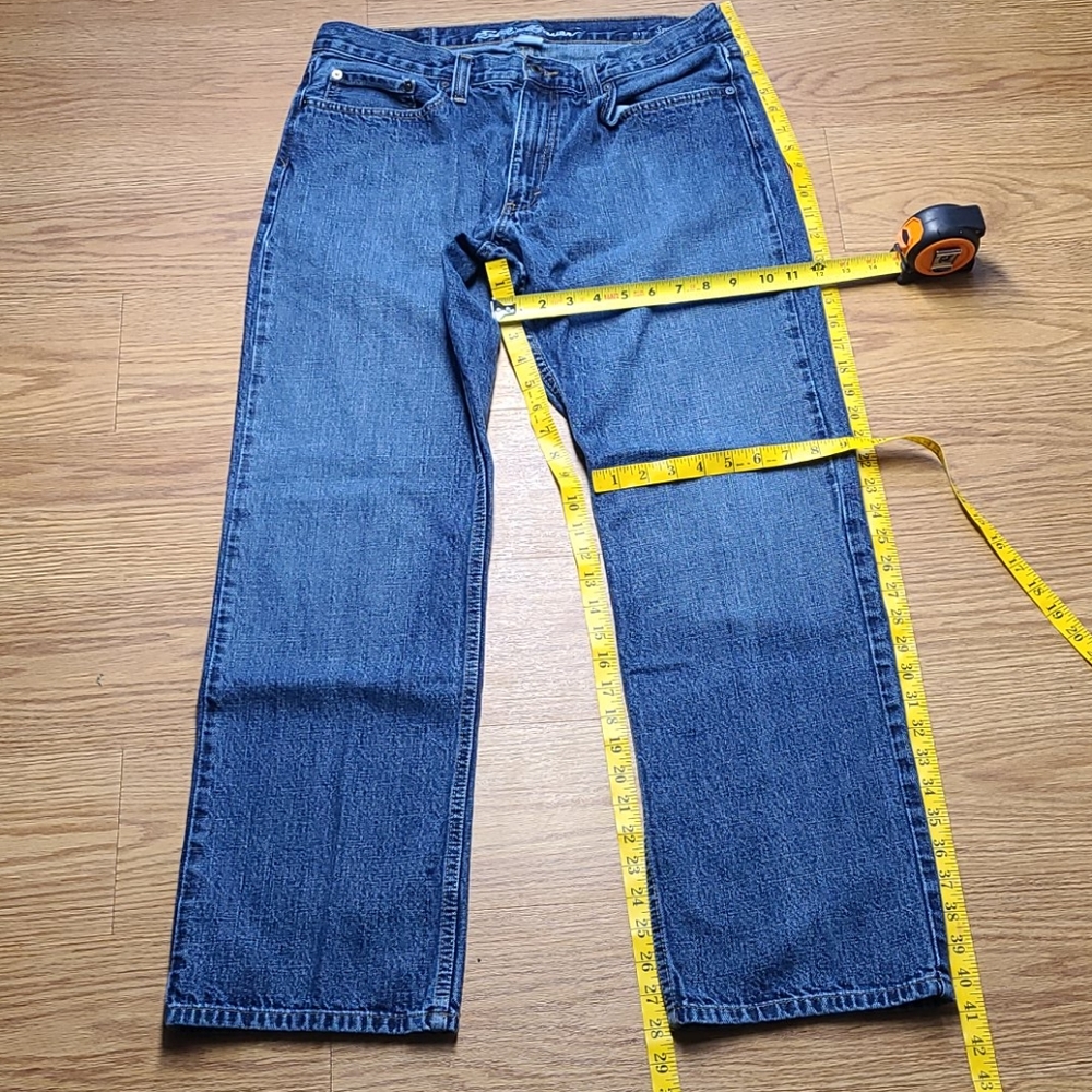 EDDIE BAUER 35x28 VINTAGE STRAIGHT FADED MENS BLUE JEANS - Picture 1 of 8